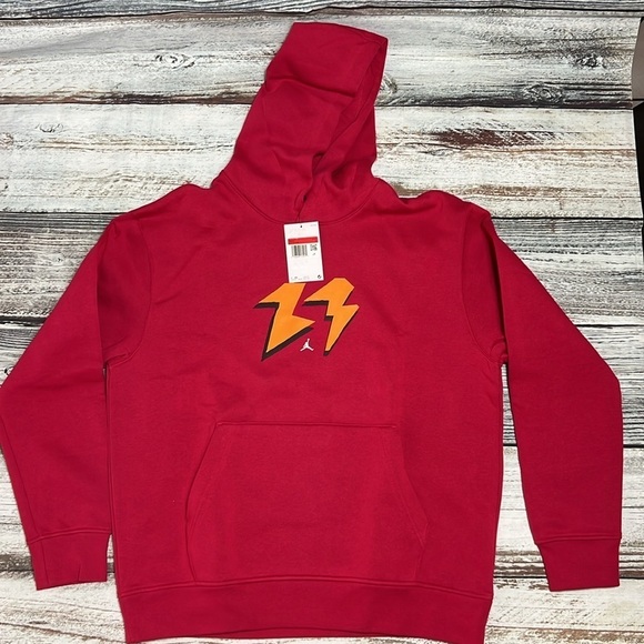 Nike Air Jordan Flight MVP Red Fleece Pullover Hoodie Men’s Size Large - Picture 1 of 14